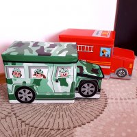 910 Детска сгъваема кутия за играчки кош столче табуретка автобус полиция, снимка 8 - Други - 25249578