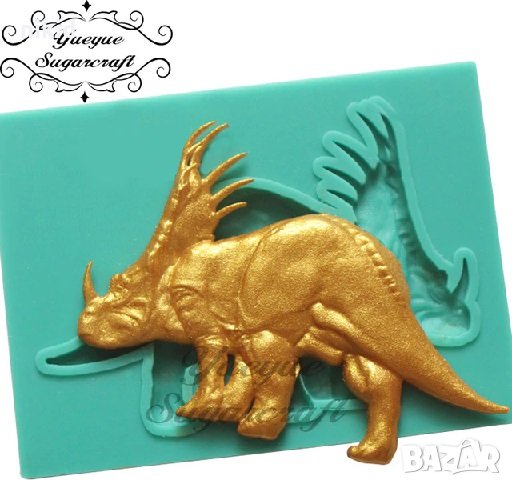 Динозавър Трицератопс силиконов молд форма декор торта сладки фондан и др. украса, снимка 1