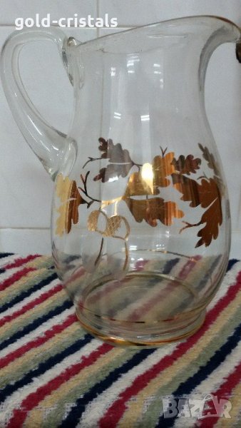 стара стъклена кана с позлата , снимка 1