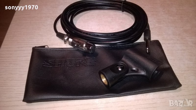 shure-кожен калъф+кабел с жак и букса+държач за микрофон, снимка 1