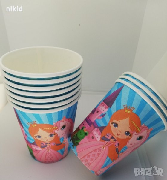 Малка принцеса с еднорог 10 бр картонени чаши парти рожден ден, снимка 1