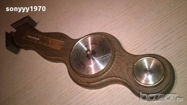 Ретро барометар-40х12см-дърво и месинг-внос швеицария