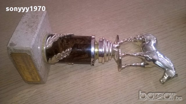 Кон-сувенир/награда-21х8х8см-внос швеицария, снимка 3 - Антикварни и старинни предмети - 17756530