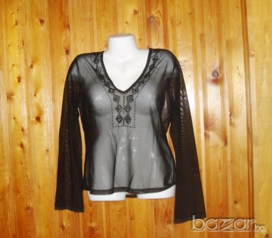 Fransa, нежна воалена черна блуза, М  , снимка 6 - Туники - 18369014