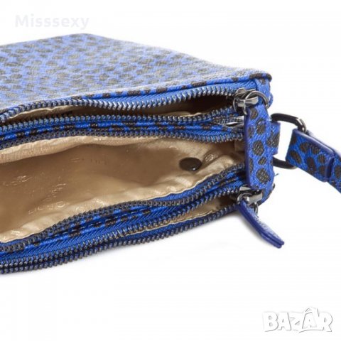 LIU JO 🍊 Дамска чанта с животински мотиви в синьо 22x16x5 cм нова с етикети, снимка 8 - Чанти - 15019808