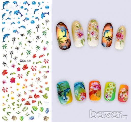 делфин ds-124 лист татос ваденки водни стикери за нокти маникюр декорация