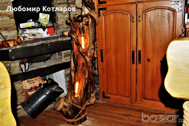 Уникална дървена лампа тип „Винтидж“-2, снимка 12 - Настолни лампи - 18073082