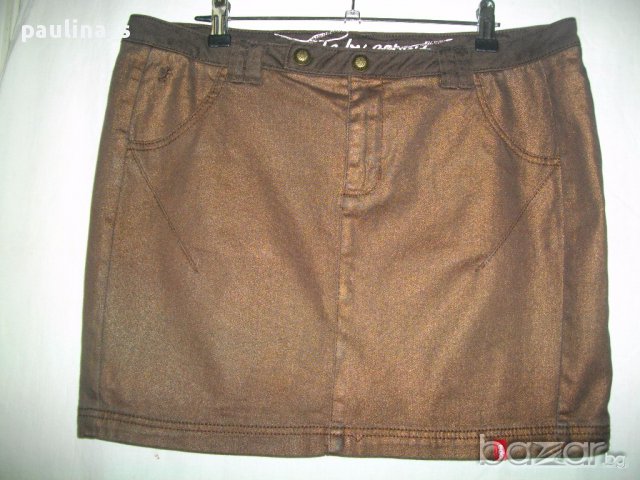 Два броя / Дънкова мини пола EDC by "Esprit" / кафява и в каре с плисета, снимка 6 - Поли - 14939981