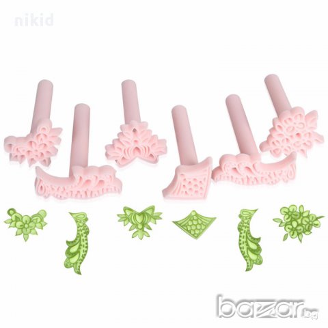 6 орнаменти цветя печати щампа украса за сладки фондан и др. 