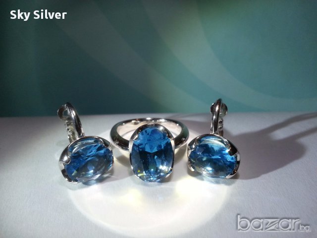Сребърен комплект „Синият камък“, снимка 1
