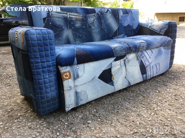 Дънкови дивани / Ръчно изработени дамаски , снимка 7 - Дивани и мека мебел - 22317735
