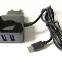 Универсално зарядно type C, с два допълнителни USB изхода, снимка 1 - USB кабели - 24715389