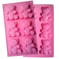 6 бр големи Барни Мече мечета 3D силиконова форма молд за малки кексчета сапун гипс и др, снимка 1 - Форми - 19994678