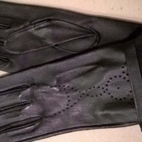 черни дамски ръкавици естествена кожа, снимка 2 - Шапки - 20355462