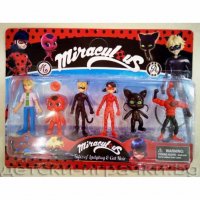 6 бр Калинката и Черния котарак фигурки miraculous ladybug пластмасови за игра и украса торта, снимка 1 - Фигурки - 19116588