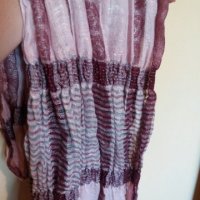 Дам.шал-/памук+полиестер/,цвят-св.розово+бордо+сиво. Закупен от Италия., снимка 2 - Шалове - 22962377