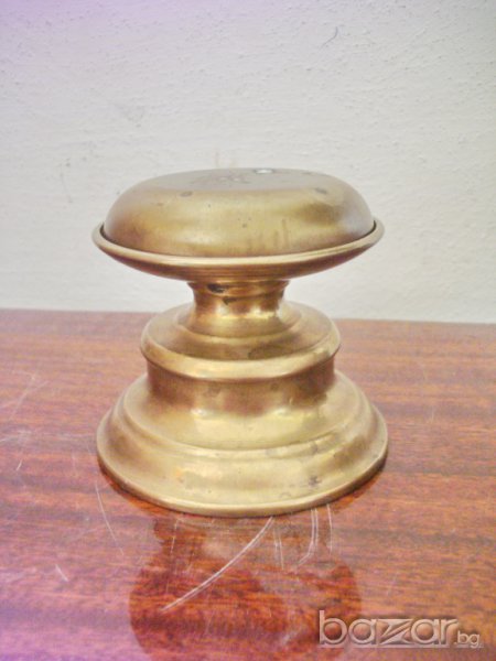 Стар бронзов свещник с капак, снимка 1