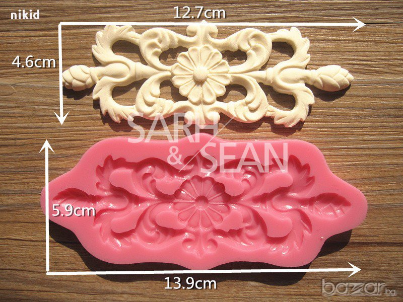 заплетено цвете силиконов молд форма борд кант за украса торта с фондан шоколад, снимка 1