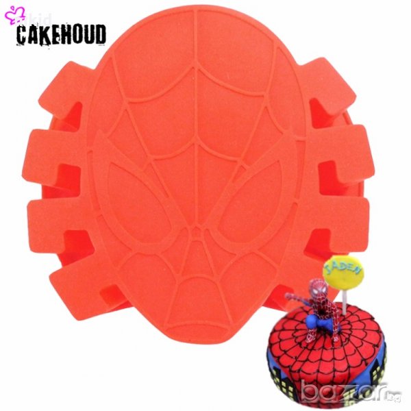 Spiderman Спайдърмен лице голяма силиконова тава за кекс торта декор украса фондан шоколад , снимка 1