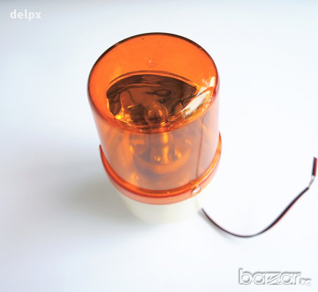 Предупредителна сигнална лампа въртяща оранжева 24V 10W, снимка 1