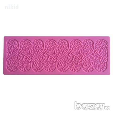 големи сърца 2 реда  Молд подложка шаблон за сладка захарна дантела - за декорации на торти украса