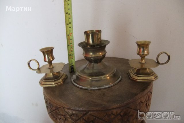  Стари масивни бронзови - Свещници - 3бр. !!! (00531), снимка 3 - Други стоки за дома - 11739045