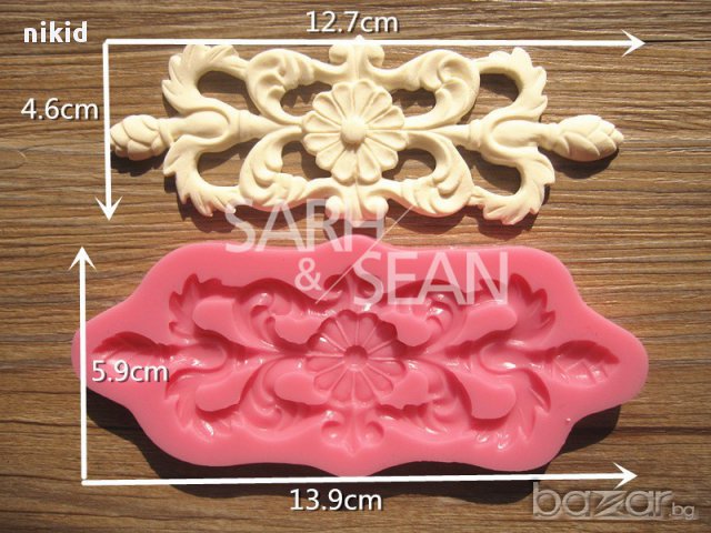 заплетено цвете силиконов молд форма борд кант за украса торта с фондан шоколад