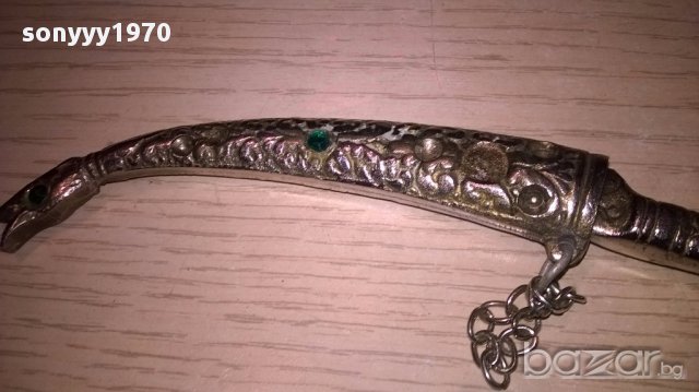 Turkiye-нож с кания-метални-19см-внос швеицария, снимка 11 - Антикварни и старинни предмети - 15882661