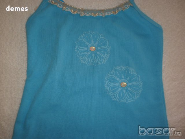 Детски корсаж в цвят тюркоаз с връзки на врата размер 116, нов, снимка 2 - Други - 11135747