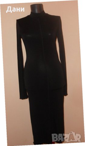 Черна дълга рокля по- тялото H&M, снимка 6 - Рокли - 24103944