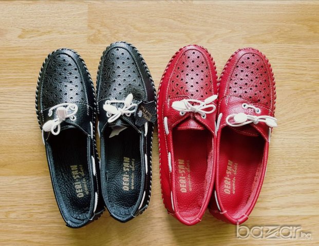 Спортни обувки от естествена кожа с перфорация, снимка 1 - Дамски ежедневни обувки - 21290615