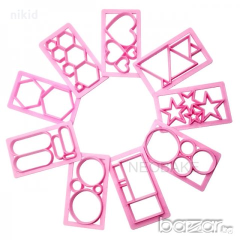 9  геометрични форми рамки резци пластмасови за украса сладки 