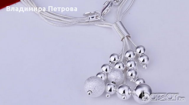 Сребърно колие въже от топчета, снимка 2 - Колиета, медальони, синджири - 8017523