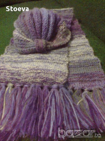 Ръчно плетена шапка тюрбан и шал, снимка 6 - Шапки - 13393097
