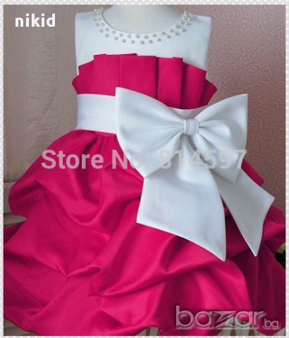 детска официална обемна рокля в циклама тип балон набрана пола