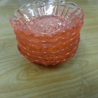 Стъклени чинии чинийки розово стъкло, снимка 8 - Антикварни и старинни предмети - 25176553