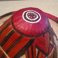 АНТИК-монголска красива автентична шапка-кожа и плетка-38х15см, снимка 3 - Антикварни и старинни предмети - 24234620