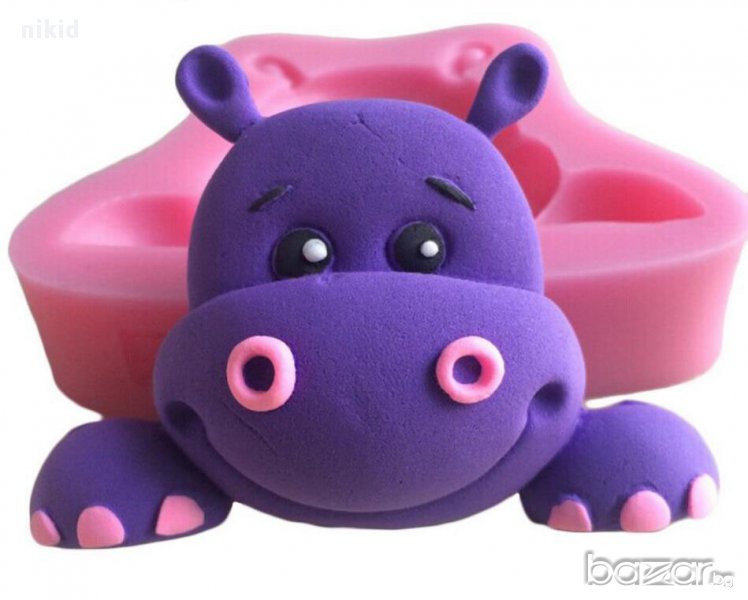 хипопотам силиконов молд форма украса декорация торта фондан шоколад сладки и др., снимка 1