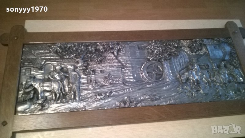 огромна тежка немска картина-дърво и олово-внос швеицария, снимка 1