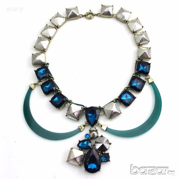 фешън колие със сини камъни, снимка 1