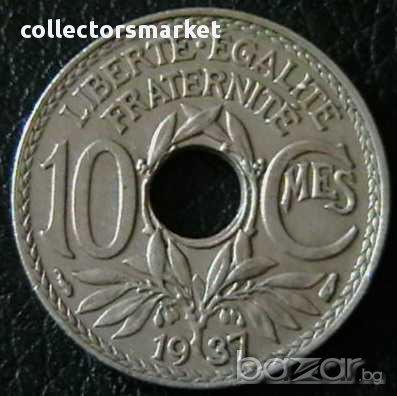 10 сантима 1937, Франция, снимка 1