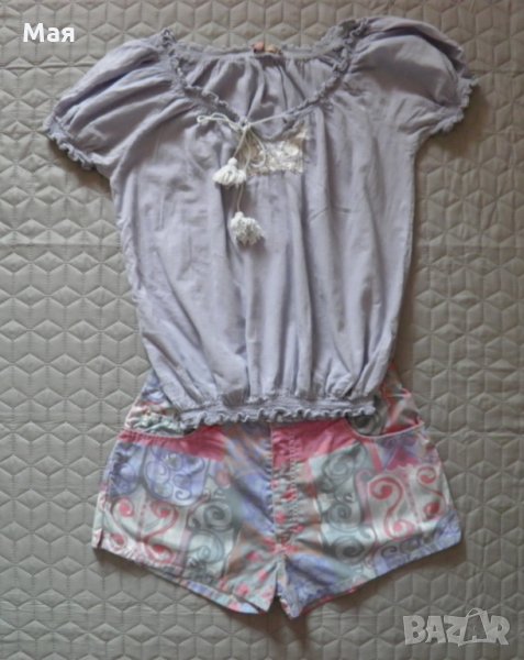 Дамски сет ефектна блуза и къси панталонки, снимка 1