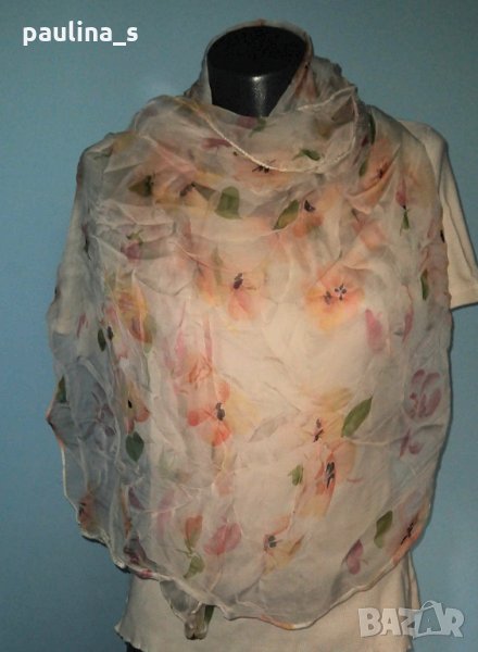 Пъстър шал с флорален принт - органза, снимка 1