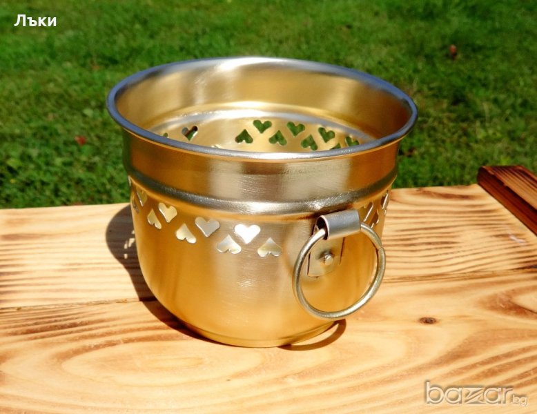 Старинен бронзов съд,бонбониера с ажур,халки. , снимка 1