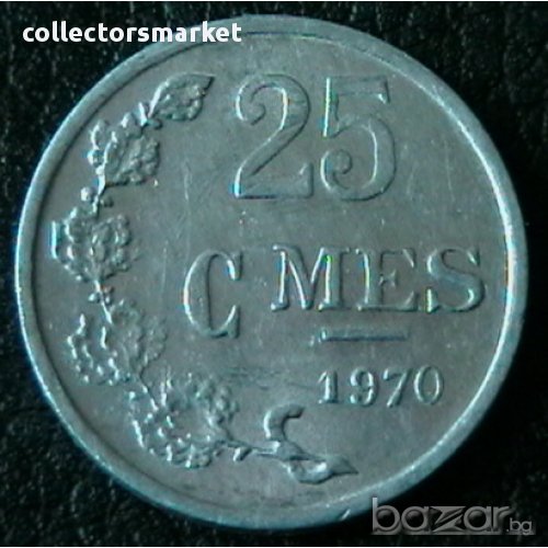 25 центимес 1970, Люксембург, снимка 1