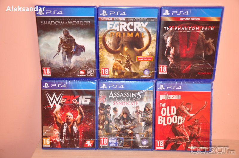 Нови ps4 WWE 16,Far Cry Primal,Wolfenstein,Mordor,Metal solid,Assassins,пс4, снимка 1