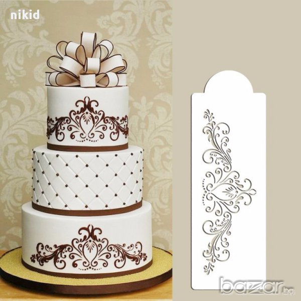 орнаменти мотиви шаблон стенсил шаблон спрей за торта украса кекс декорация с пудра захар, снимка 1
