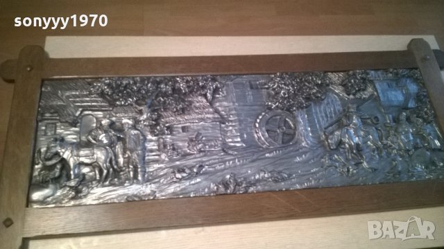 огромна тежка немска картина-дърво и олово-внос швеицария, снимка 1 - Антикварни и старинни предмети - 22136540