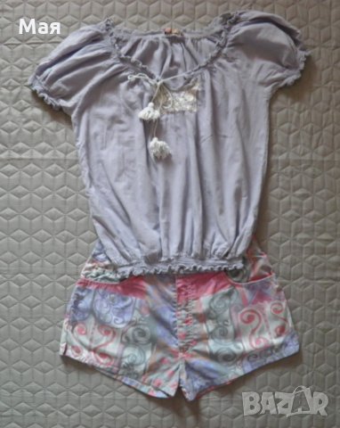 Дамски сет ефектна блуза и къси панталонки, снимка 1
