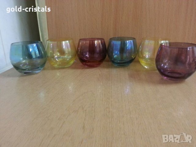 Ретро стъклени чаши цветно стъкло, снимка 2 - Антикварни и старинни предмети - 23868203